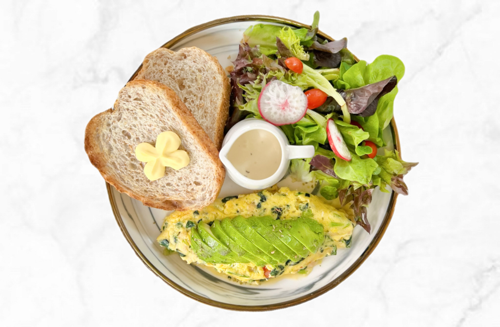 Chicken Patty Omelette with Avocado