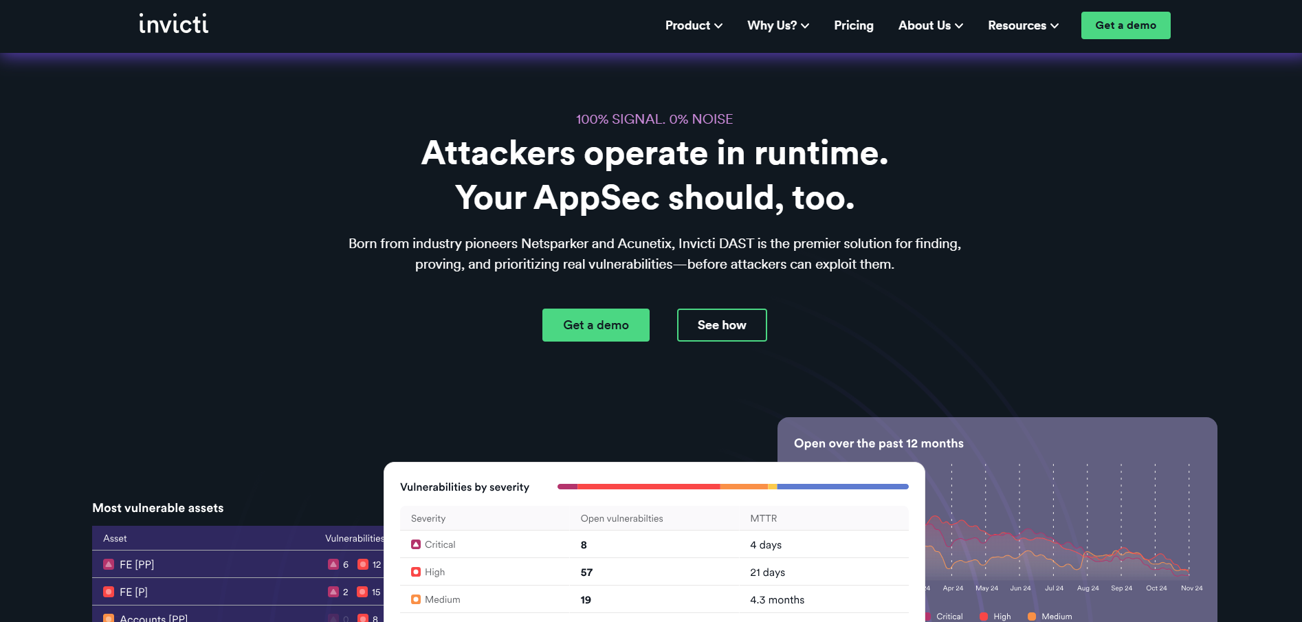 Invicti homepage promoting runtime AppSec with DAST