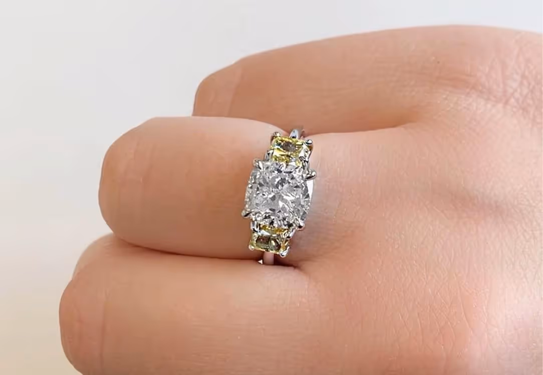 Cushion Cut Diamond with Side Stones