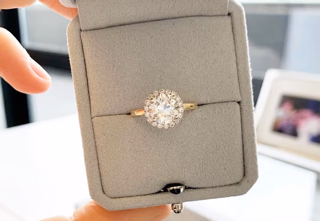 Round Cut Diamond Ring with Halo