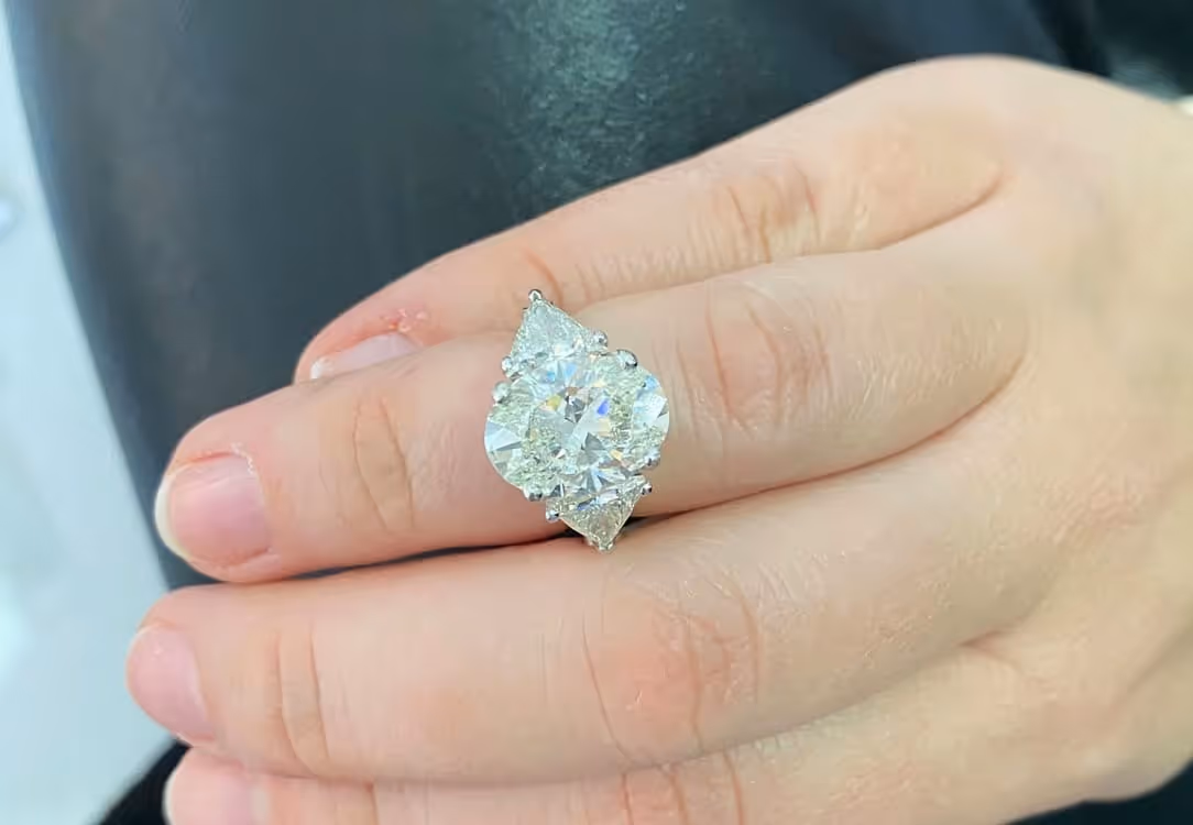 Unique Diamond Engagement Ring with Side Stones
