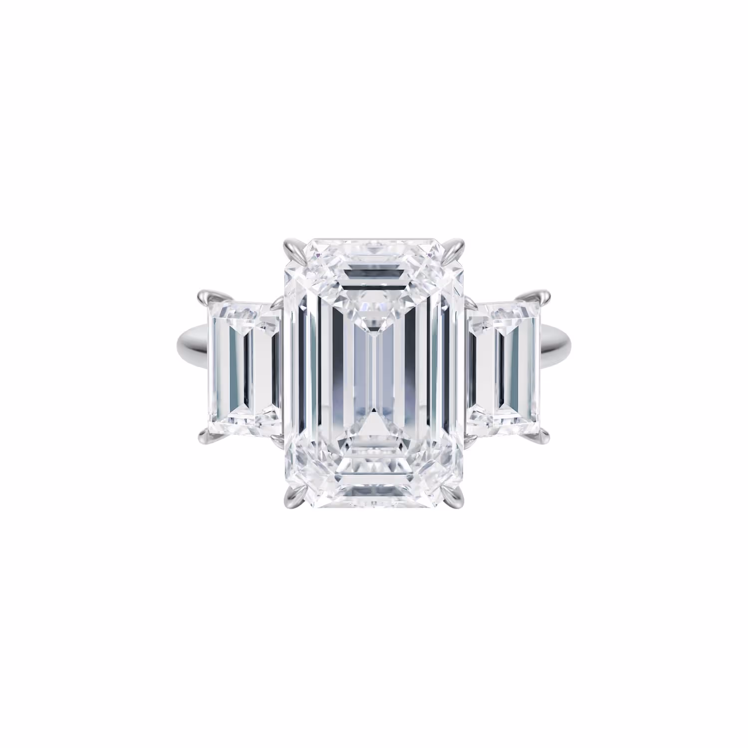 Emerald Cut Diamond with Horizontal Baguettes