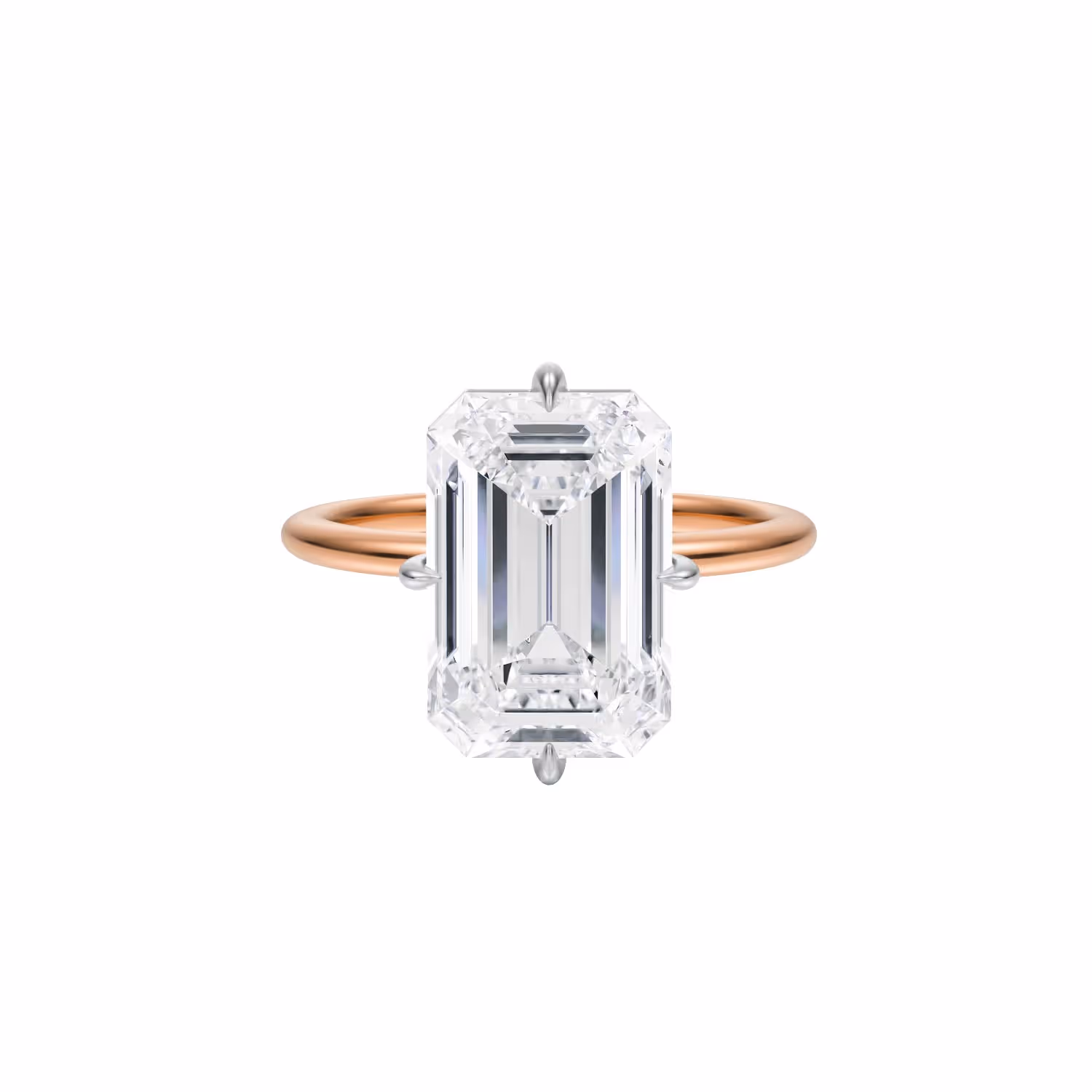 Emerald Cut Solitaire with Compass Prongs 