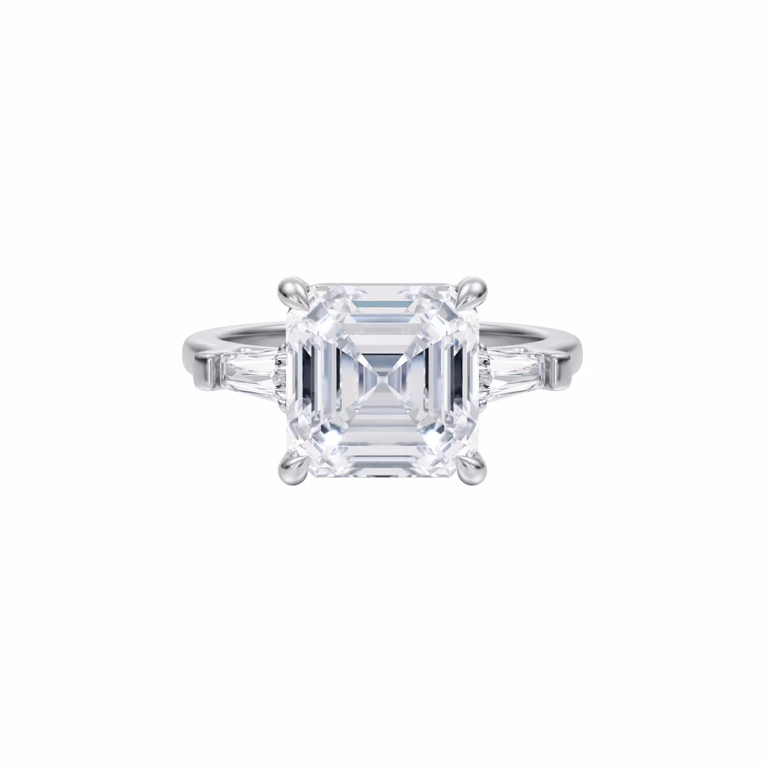 Asscher Cut Diamond with Tapered Baguettes 