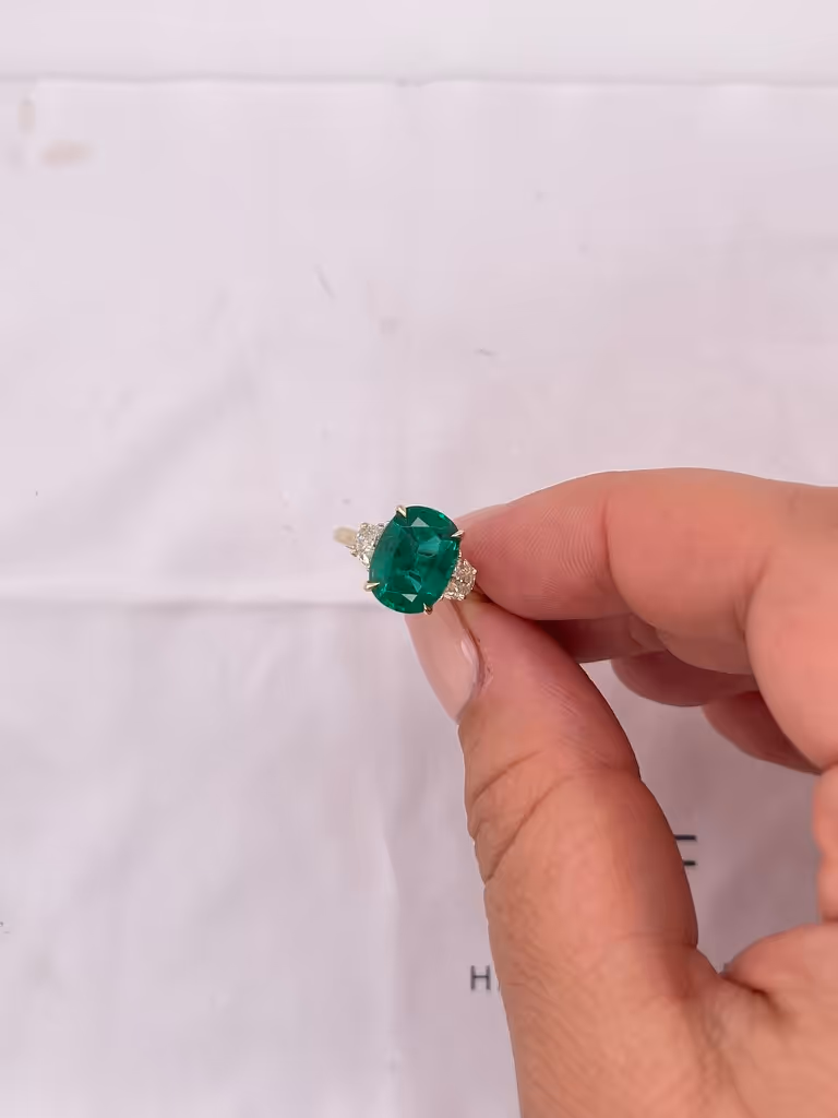 Emerald and Diamond Custom Ring