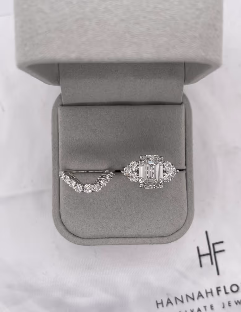 Emerald Cut Engagement Ring Set
