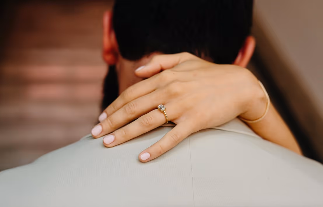 East to West Emerald Cut Ring