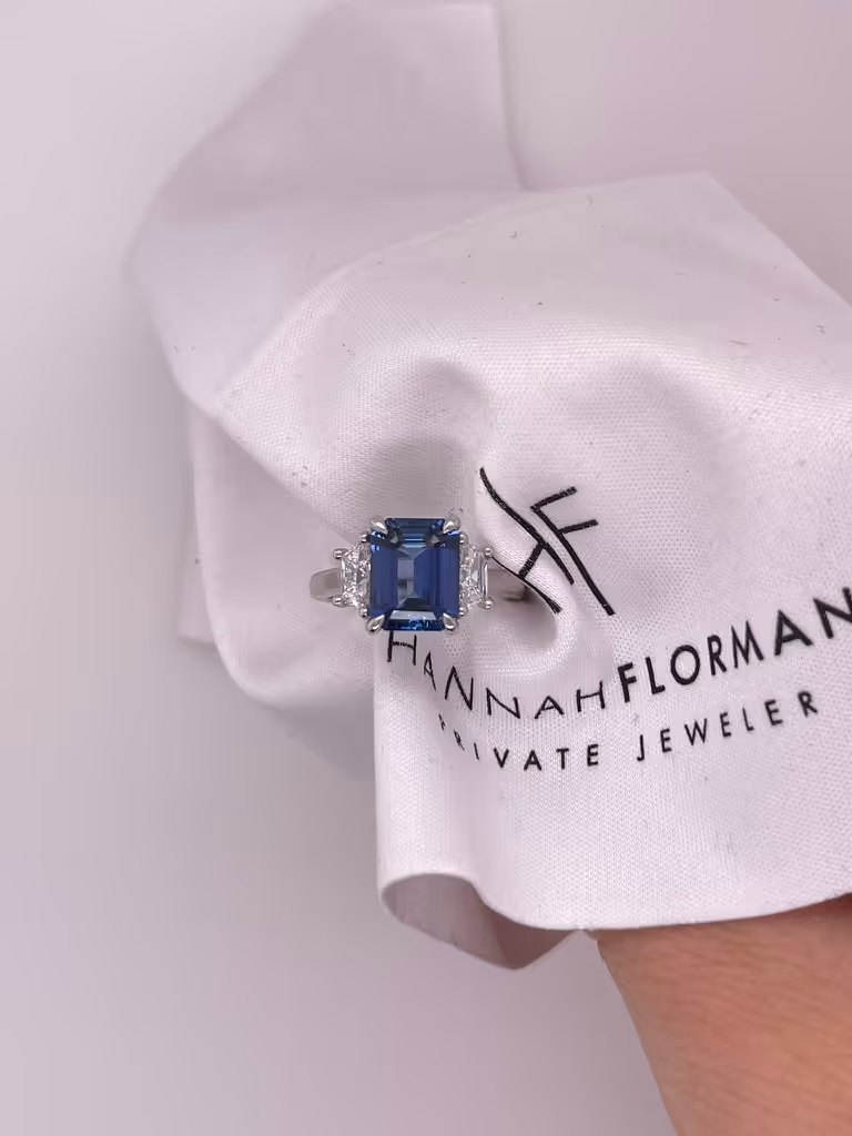 Sapphire Ring with Diamond Side Stones