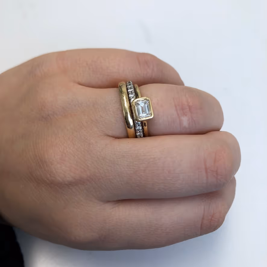 Emerald Cut in Bezel Engagement Ring