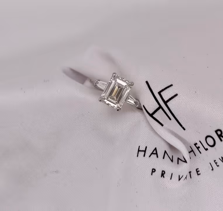 Emerald Cut Engagement Ring with Tapered Baguettes 