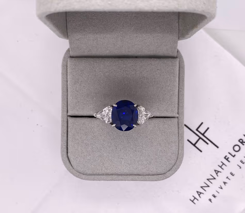 Sapphire with Diamond Side Stones