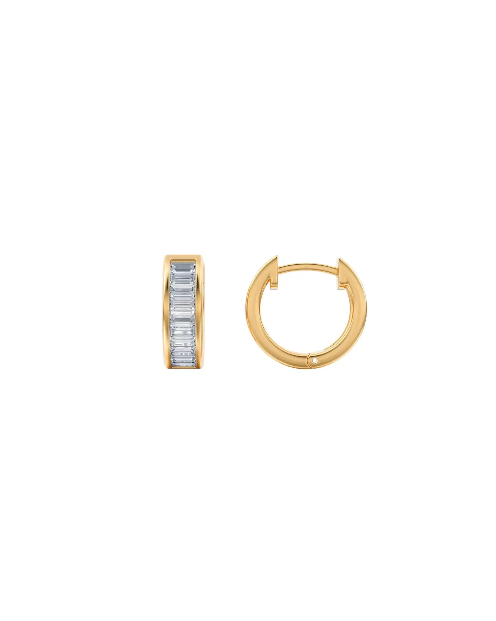 Ava | Baguette Channel Set Hoops