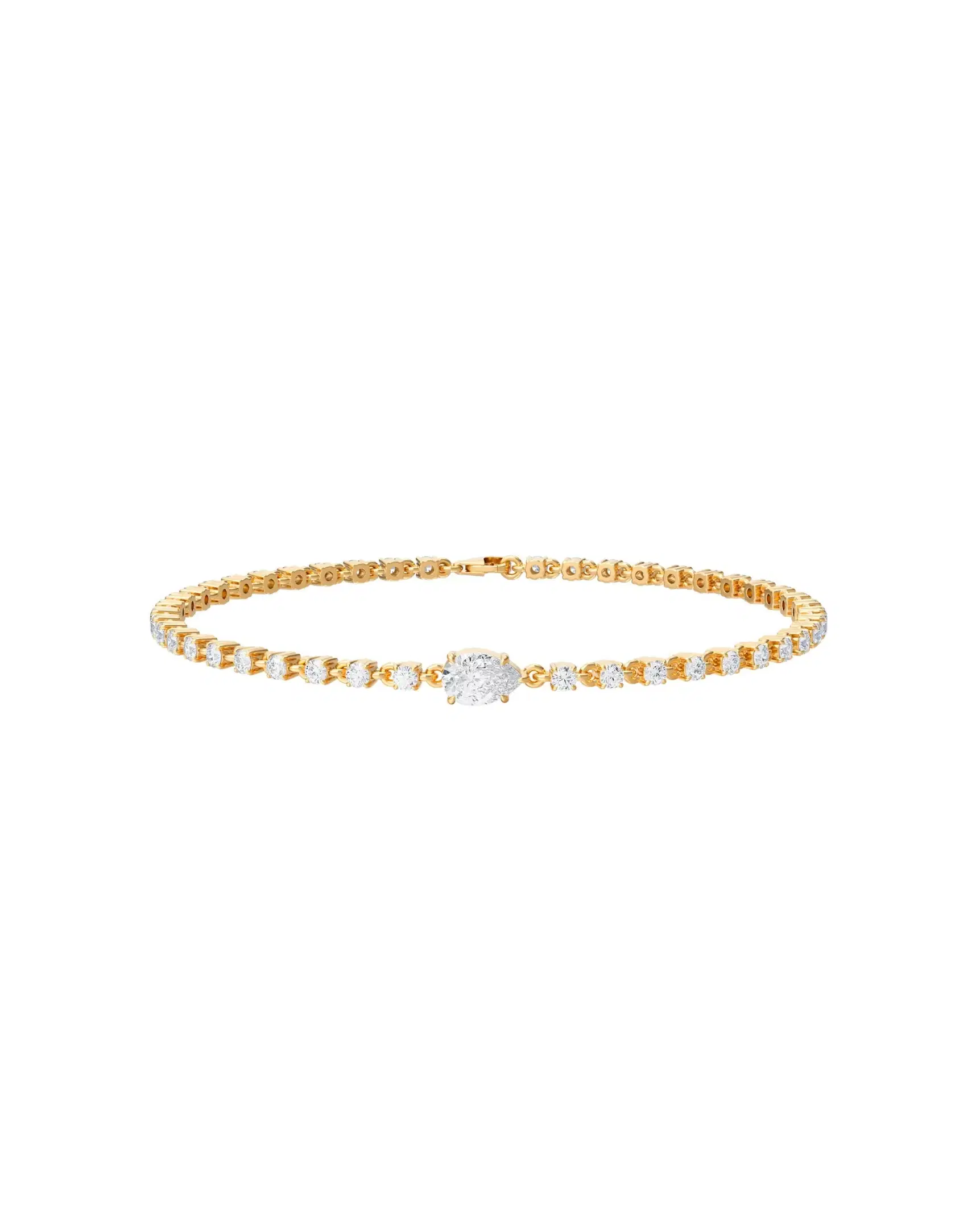 Stefanie | Diamond Chain Bracelet with Pear Solitiare