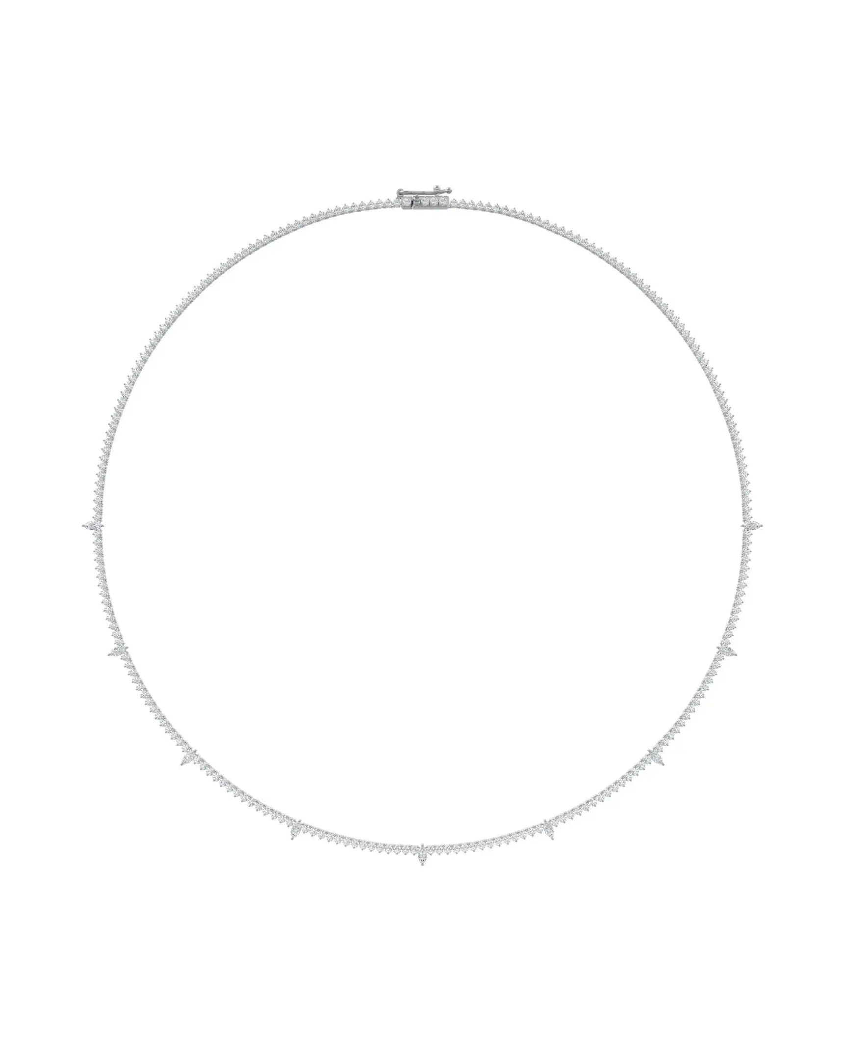 Round and Marquise Diamond Tennis Necklace