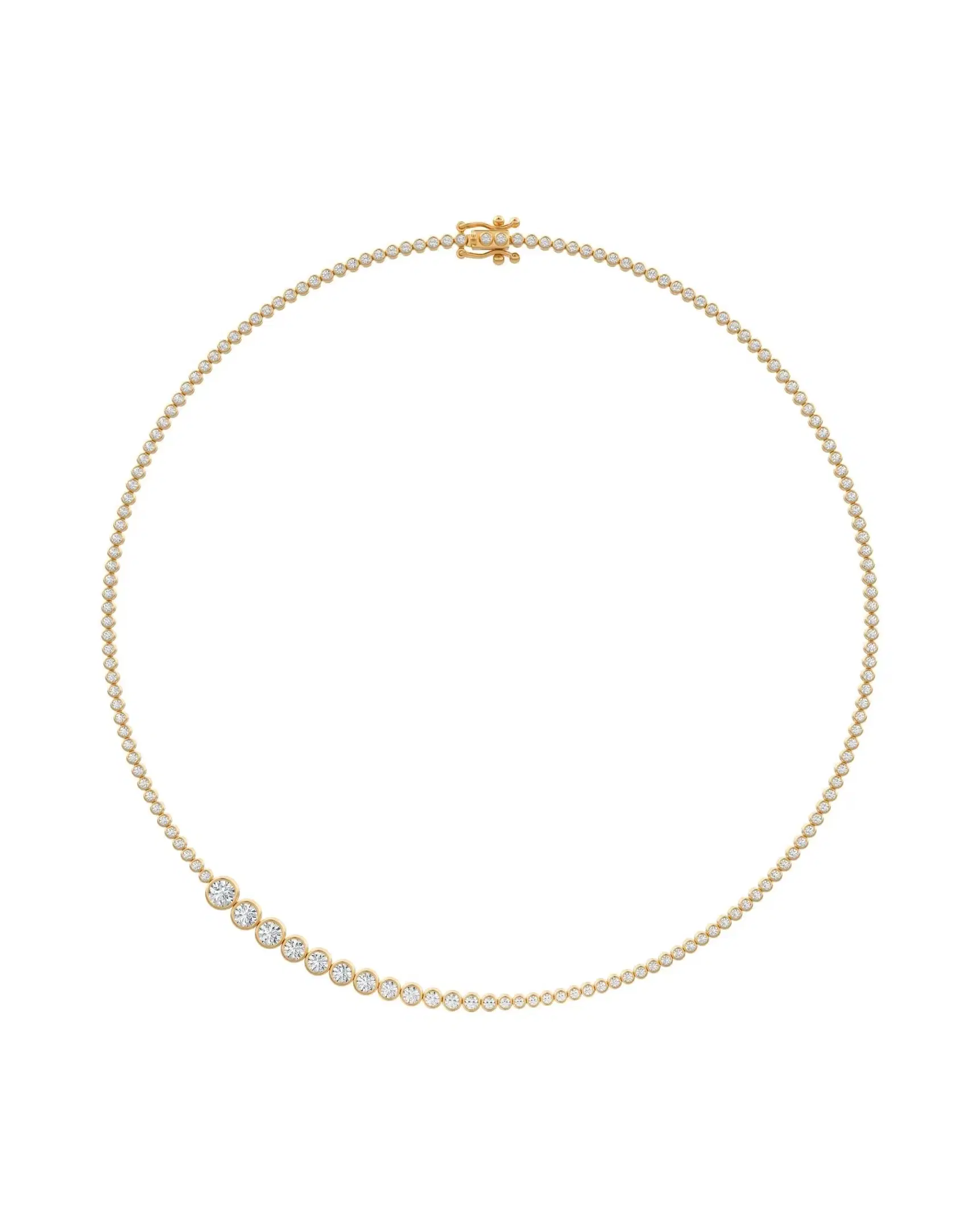 Celeste | Asymmetrical Bezel Set Tennis Necklace