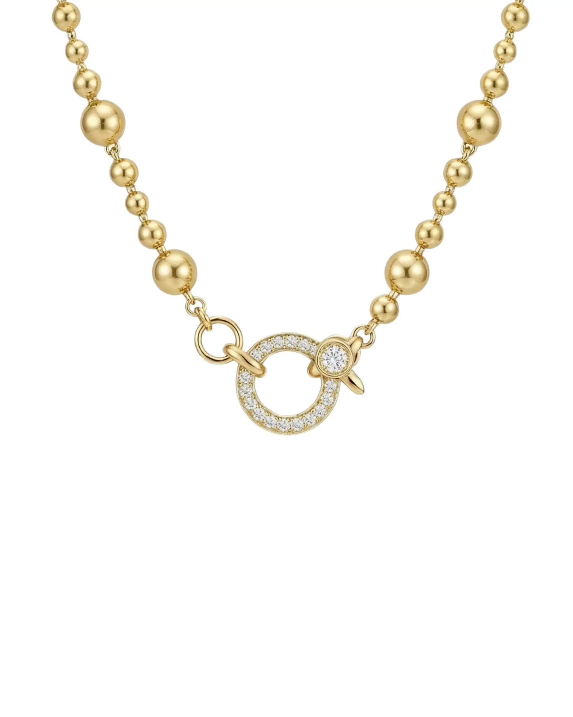 Graduated Bead Chain with a Diamond Clasp