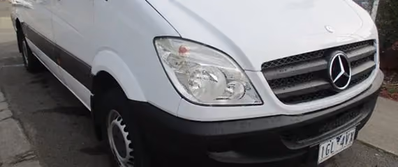 Image of a Mercedes van post-repair, illustrating the clean and restored exterior.