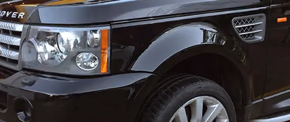 Photograph of a Range Rover after repair, depicting the vehicle’s robust and polished appearance.