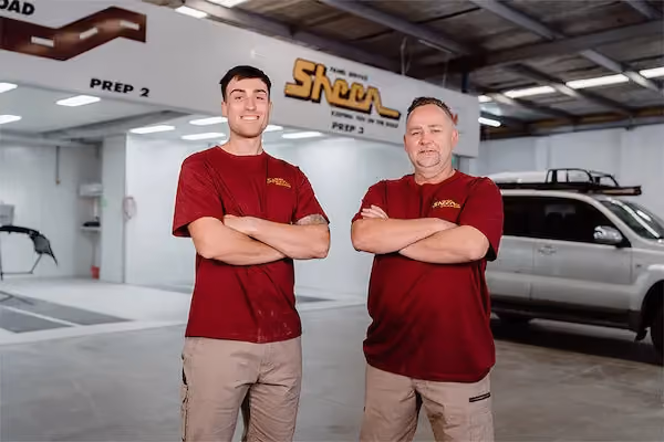 Our insurer-approved Melbourne panel beater at the computer, making a claim.