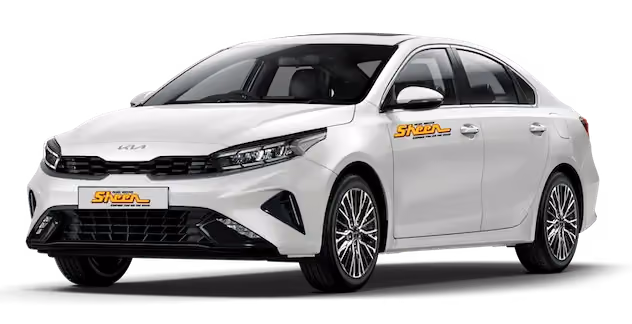 Profile view of a Kia Cerato car, highlighted against a neutral background.
