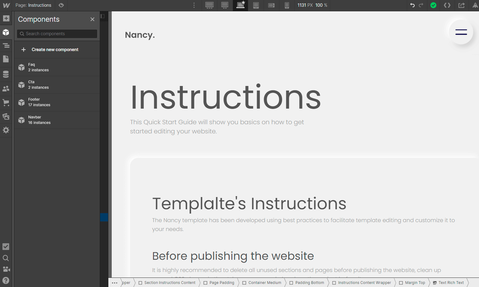 Components Instructions - Nancy Webflow Template