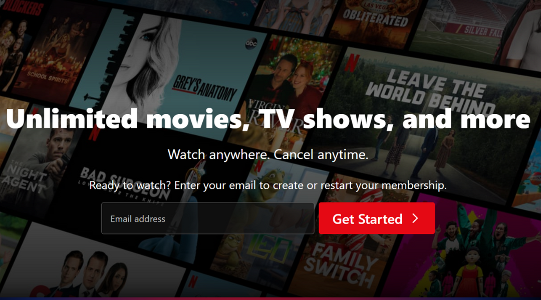 Netflix's home page before logging in