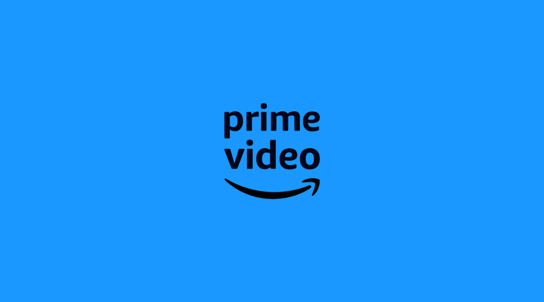 A blue background with the Amazon Prime Video black logo