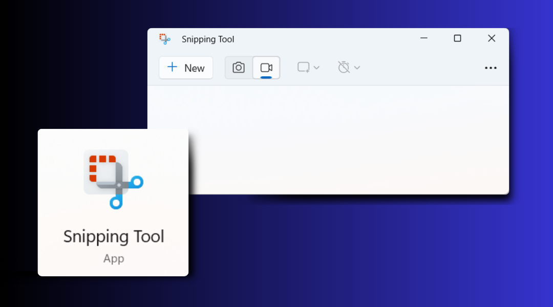 The Windows Snipping Tool app thumbnail and the actual UI of the app