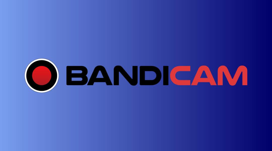 Bandicam's screen recording logo with a recording red symbol next to it