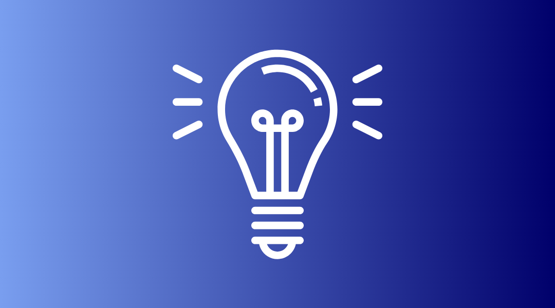 A white lightbulb with emphasis lines on it, clip art style