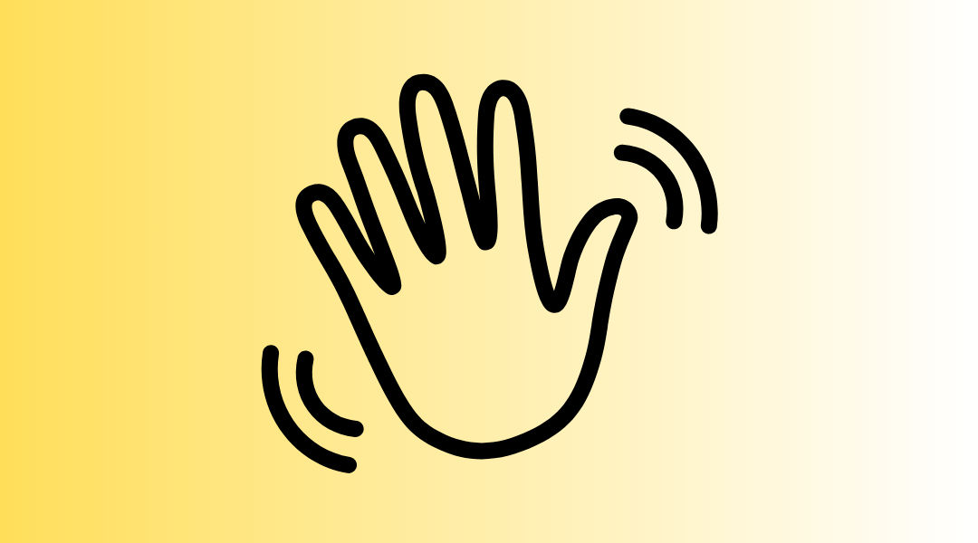 A hand with emphasis lines to indicate it is waving, clip art style
