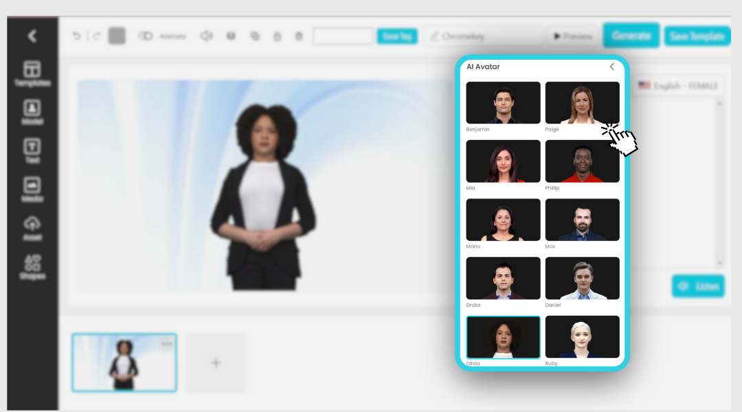 DeepBrain AI's AI Studio showing many AI Avatars that are available for use