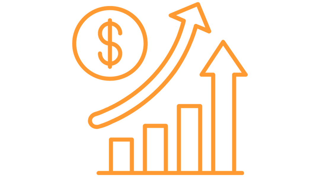 A positively growing bar graph with a US dollar sign above it