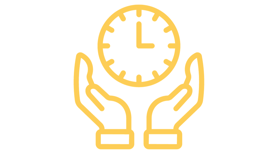 2 hands holding a clock that reads 3 o'clock.