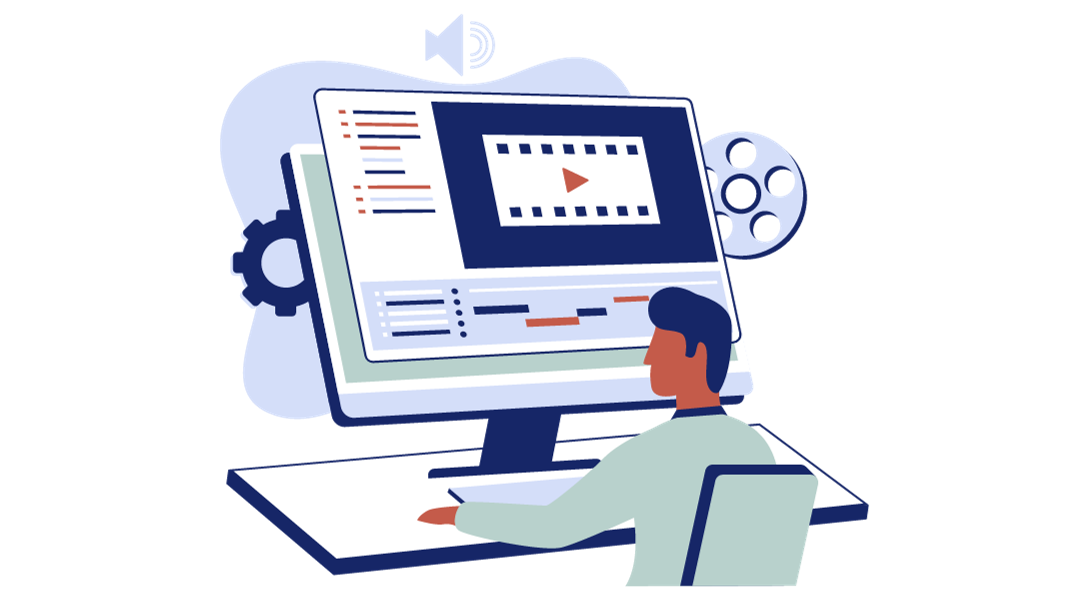 A person editing a video at their desk