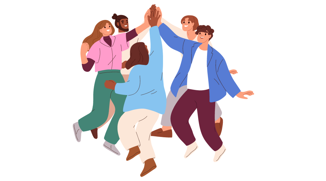 A team of people high-fiving.