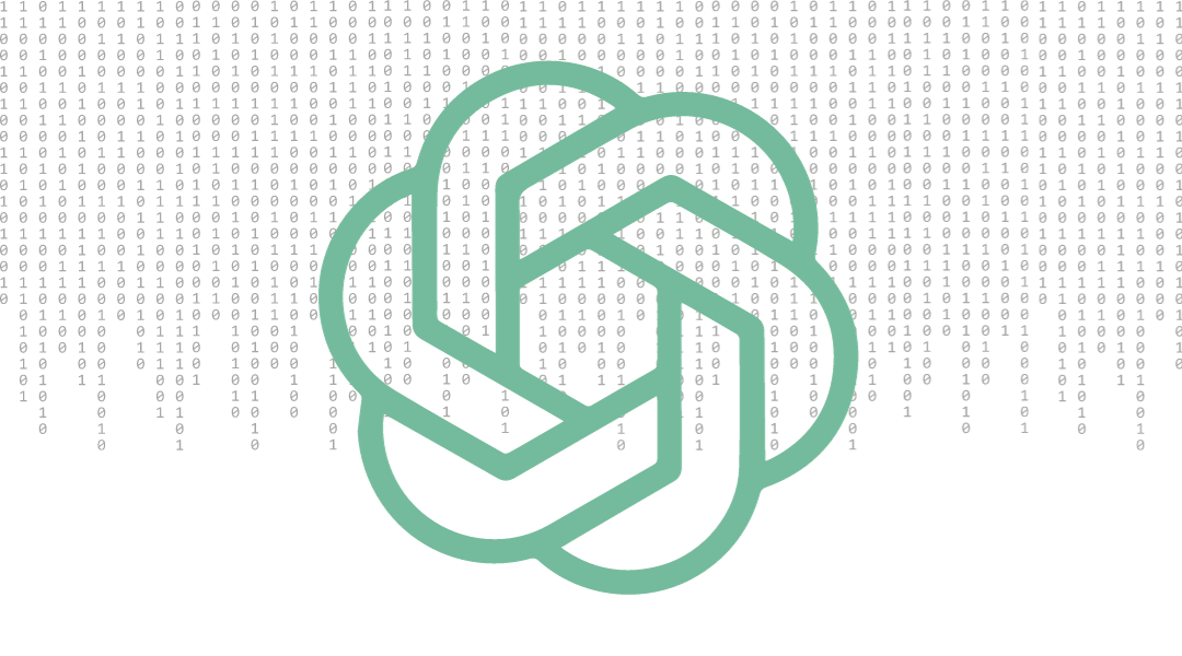 The ChatGPT logo in front of a binary code
