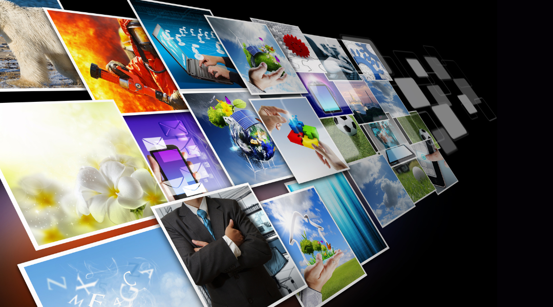 Scattered gen AI images in a blank void