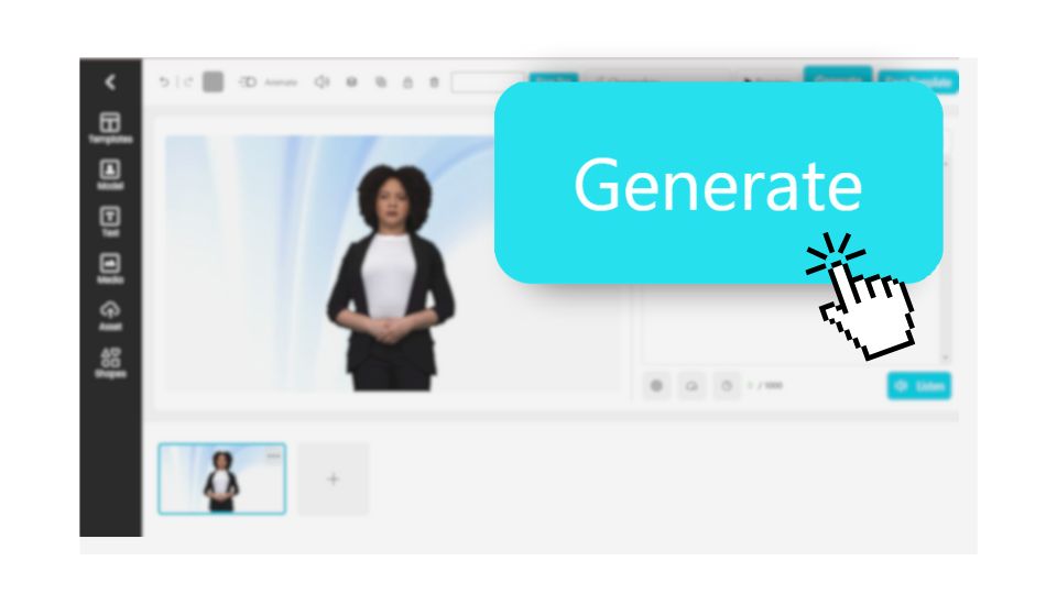 AI Studio's video editor UI with a large Generate button.