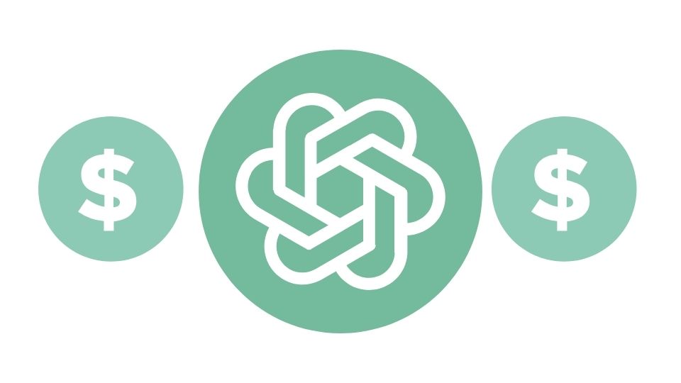 The ChatGPT green logo in the middle and two dollar signs on the sides of it.