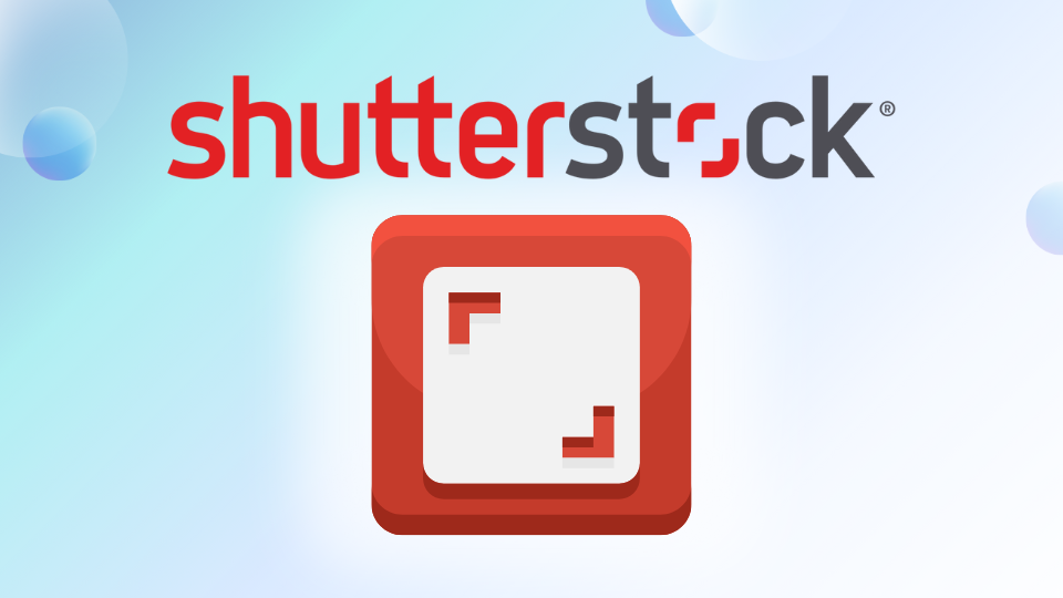 Shutterstock's red and white logo in front of a blue gradient background.