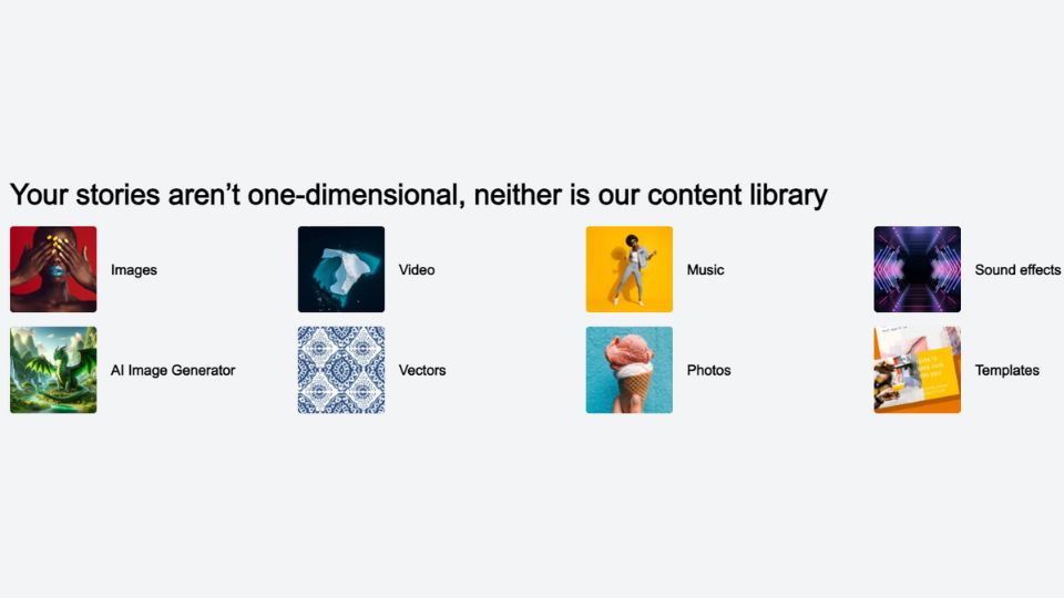 Shutterstock's content library with thumbnails.