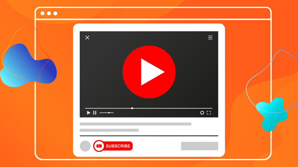 A YouTube video player inside of a hollow browser with an orange abstract background.