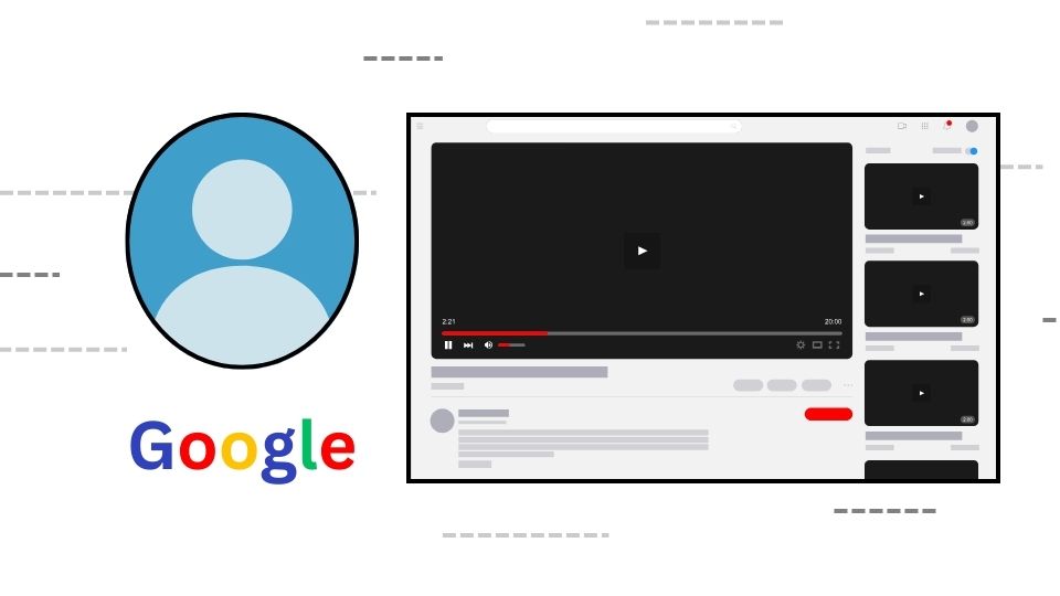 A Gmail empty profile picture next to a YouTube video player.