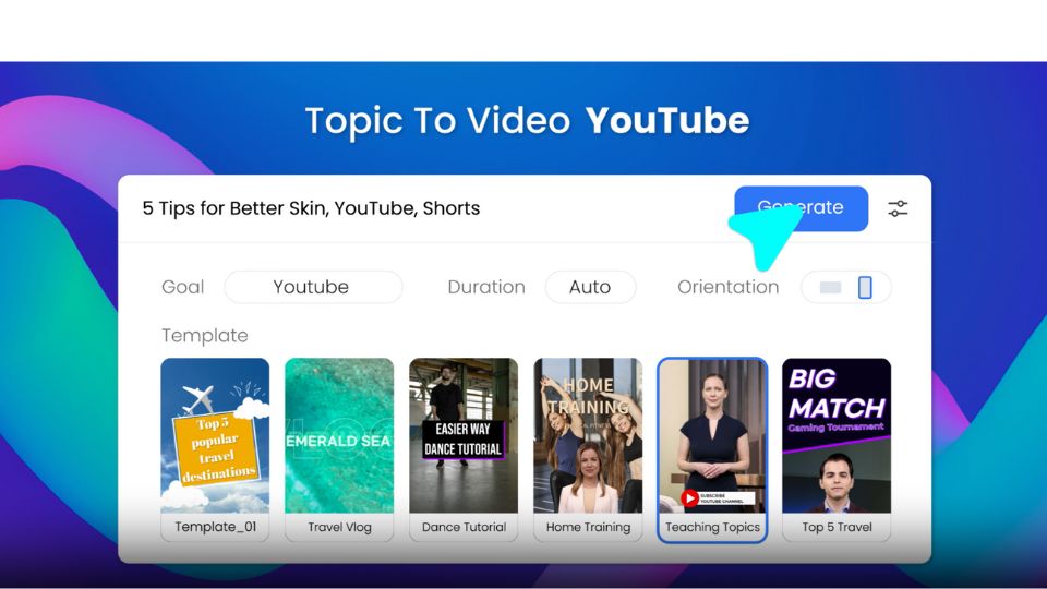 DeepBrain AI's script to YouTube video AI video generator.