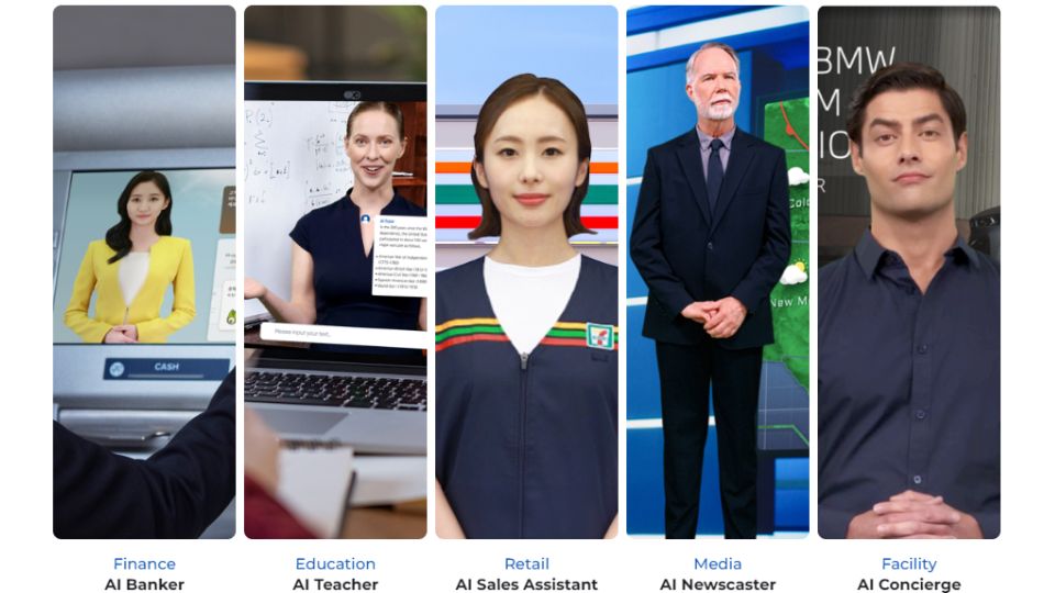 Multiple use cases of AI Humans by DeepBrain AI in the real world.