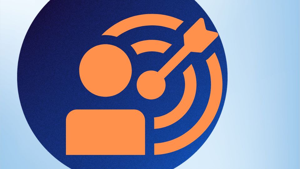 A stick figure with a bullseye target next to it on a blue gradient background.