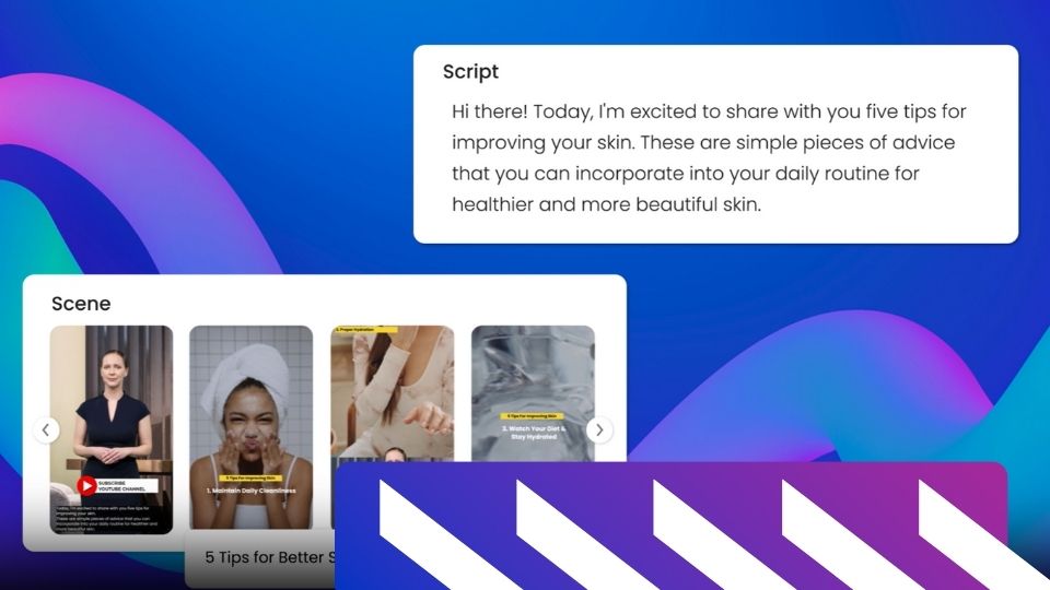 AI Studios' script to video generating a video about skin care.