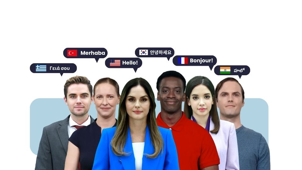 Diverse AI Avatars from DeepBrain AI speaking different languages.
