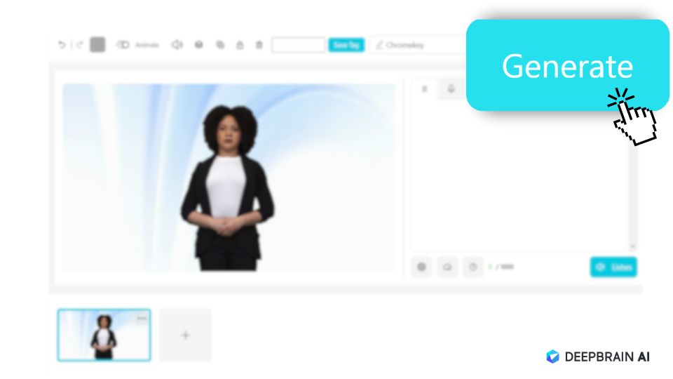 AI Studios' interface with the Generate button emphasized and clicked.